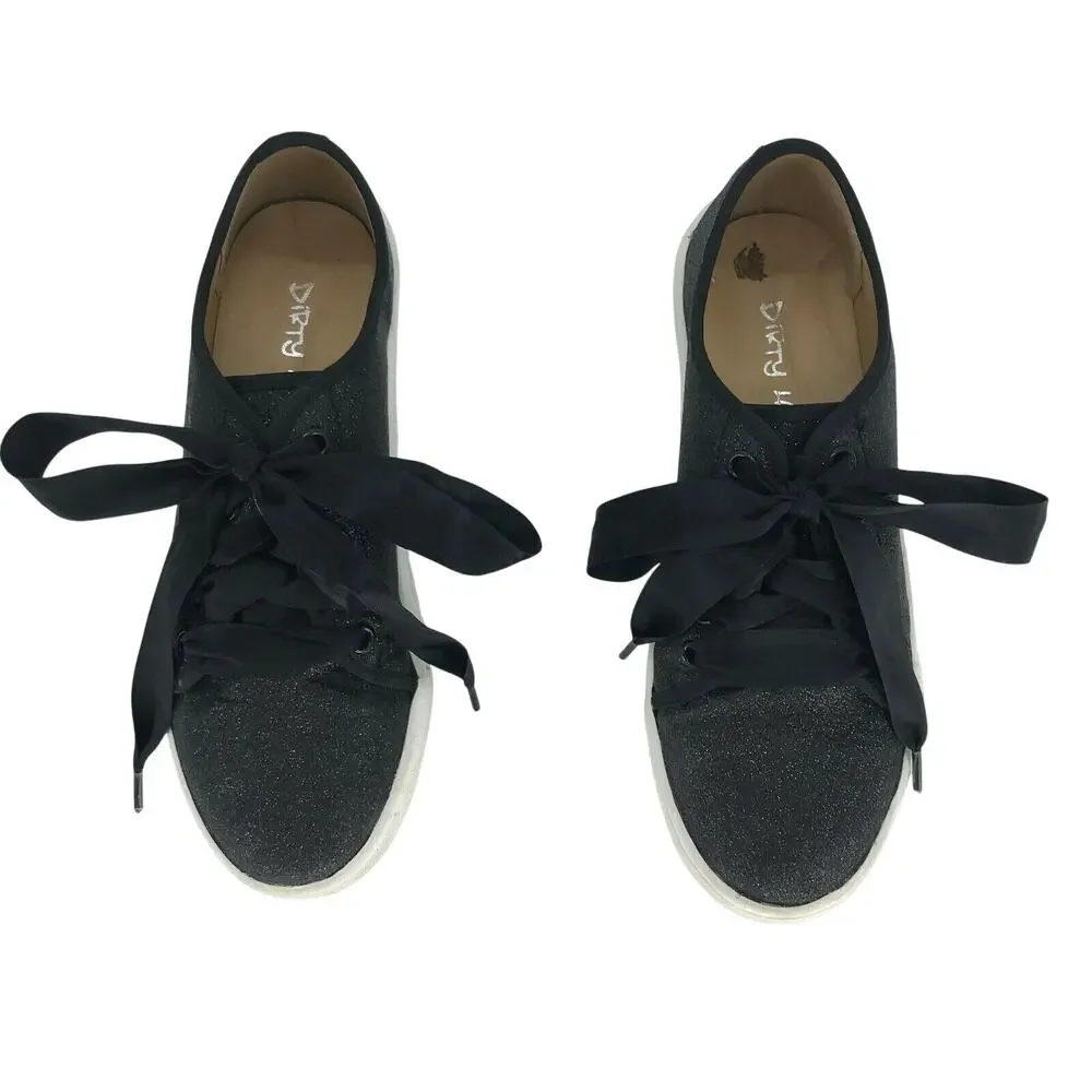 Dirty Laundry Women's Platform Sneakers Ribbon Lace Up Gray Black Size 7
